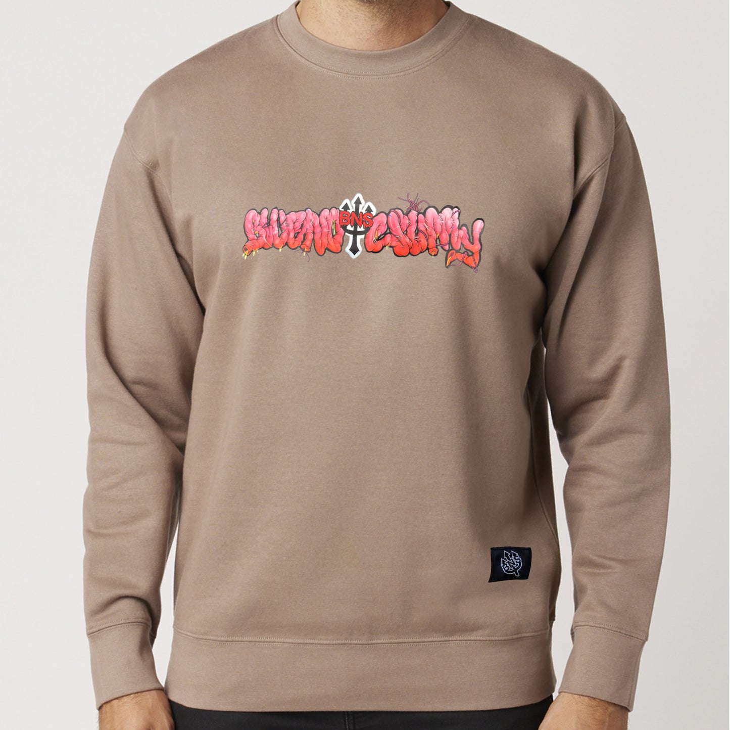 BNS intestines lettering graphic crewneck